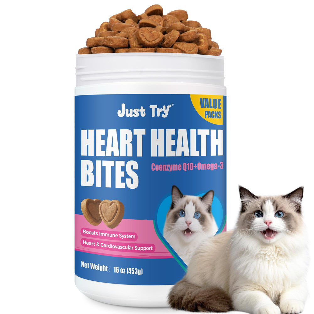 Just Try bouchées coenzyme Q10 chat poulet, soutien potentiel du cœur.