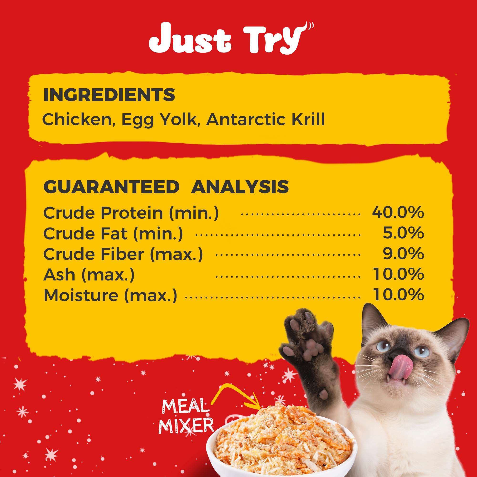 Just Try Krill Topper chat, facile à mélanger avec repas