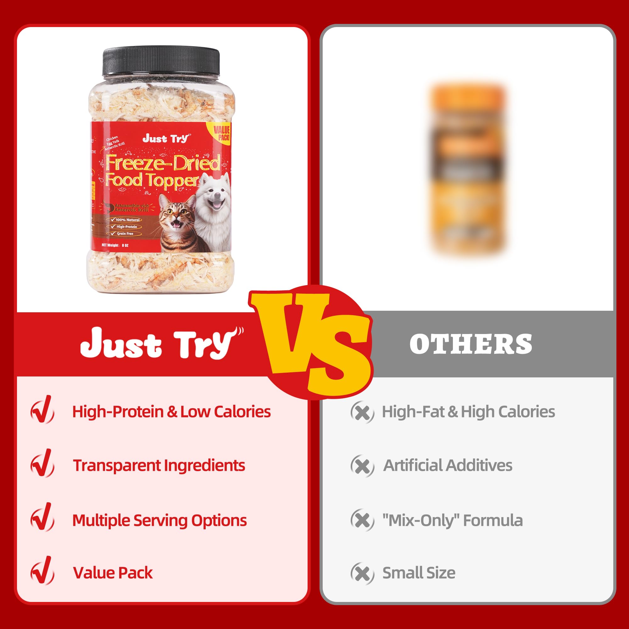 Just Try Krill Topper chien, énergie et vitalité pour chiens actifs