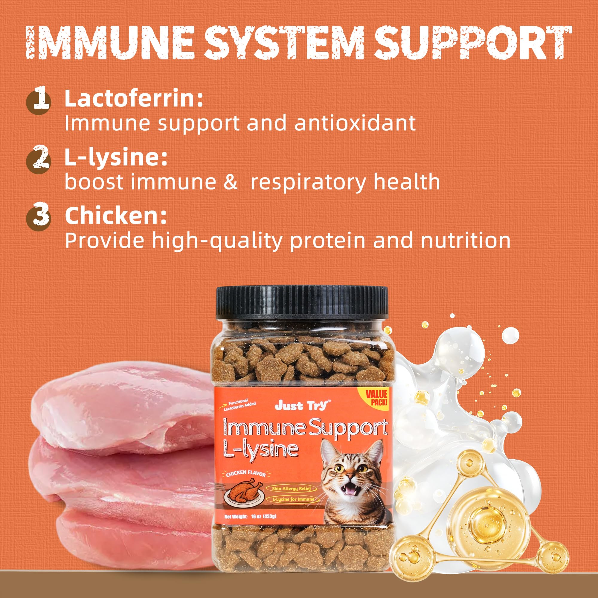 Just Try Lysine Cat Treats forme poisson, croquant apprécié pendant l'entraînement.