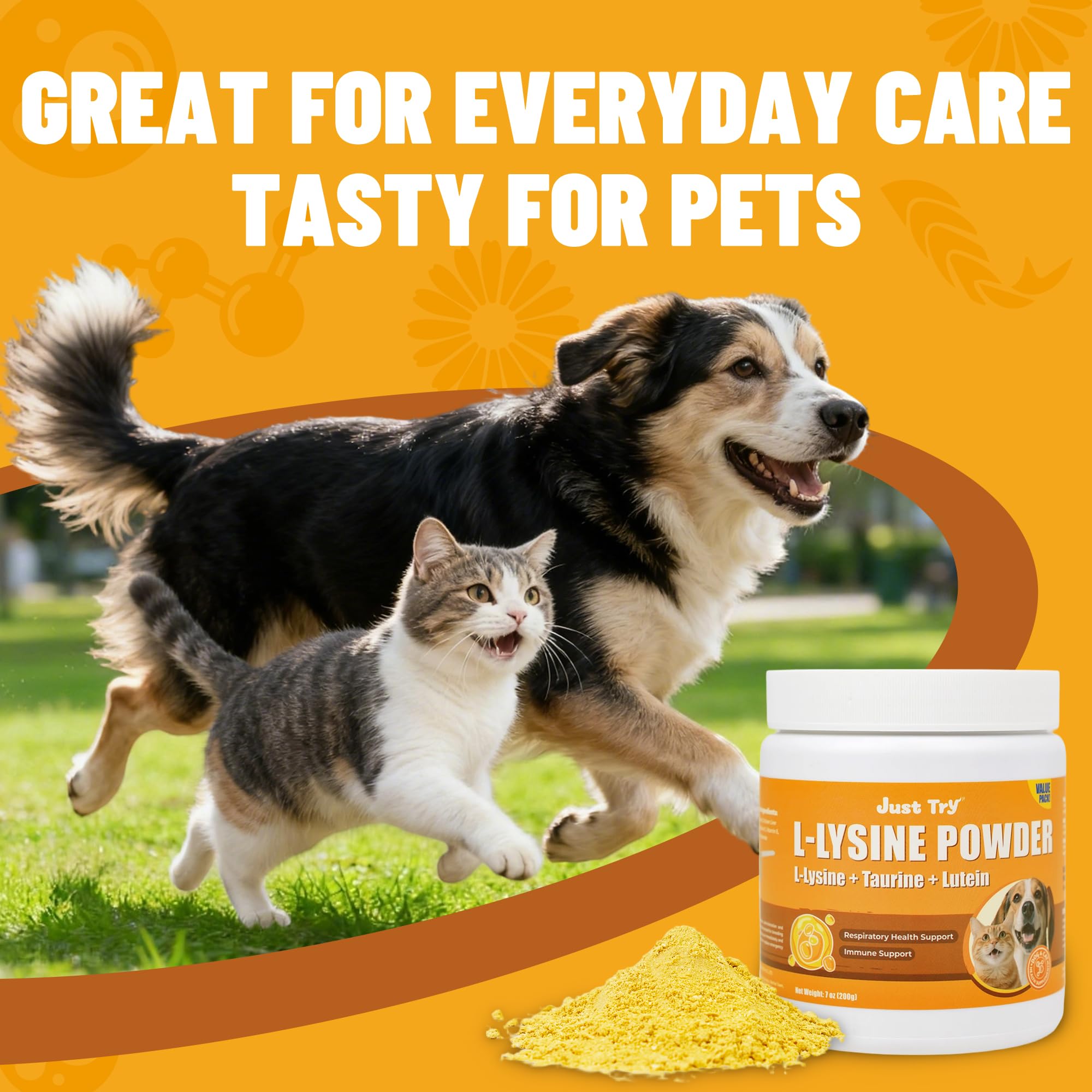 Just Try Poudre Lysine pour chats, sécurité et qualité rigoureuses.