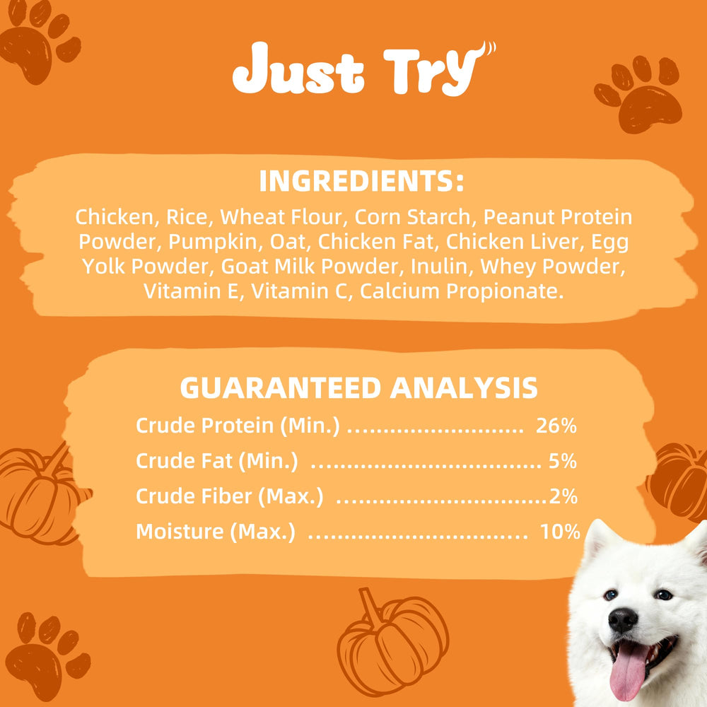Just Try sachet emballage biscuits chien — pratique à emporter lors balades et séances.