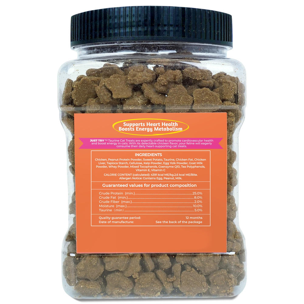 Just Try Taurine chat — friandise poulet rattachée, récompense savoureuse sans stress.