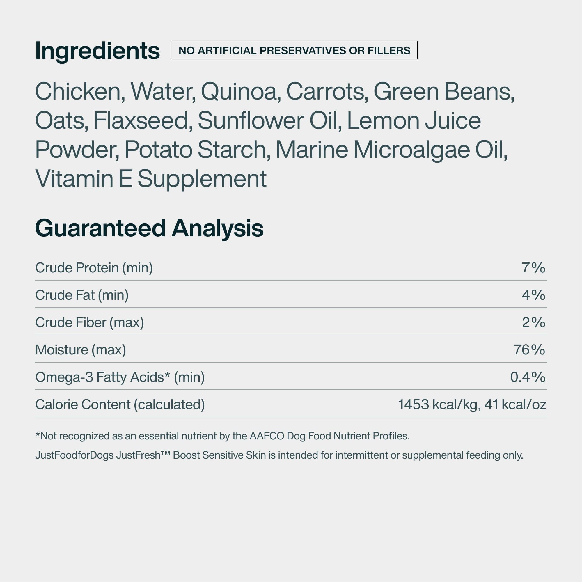 JustFoodForDogs Boost Skin, Convient à tous les chiens, petit et grand.