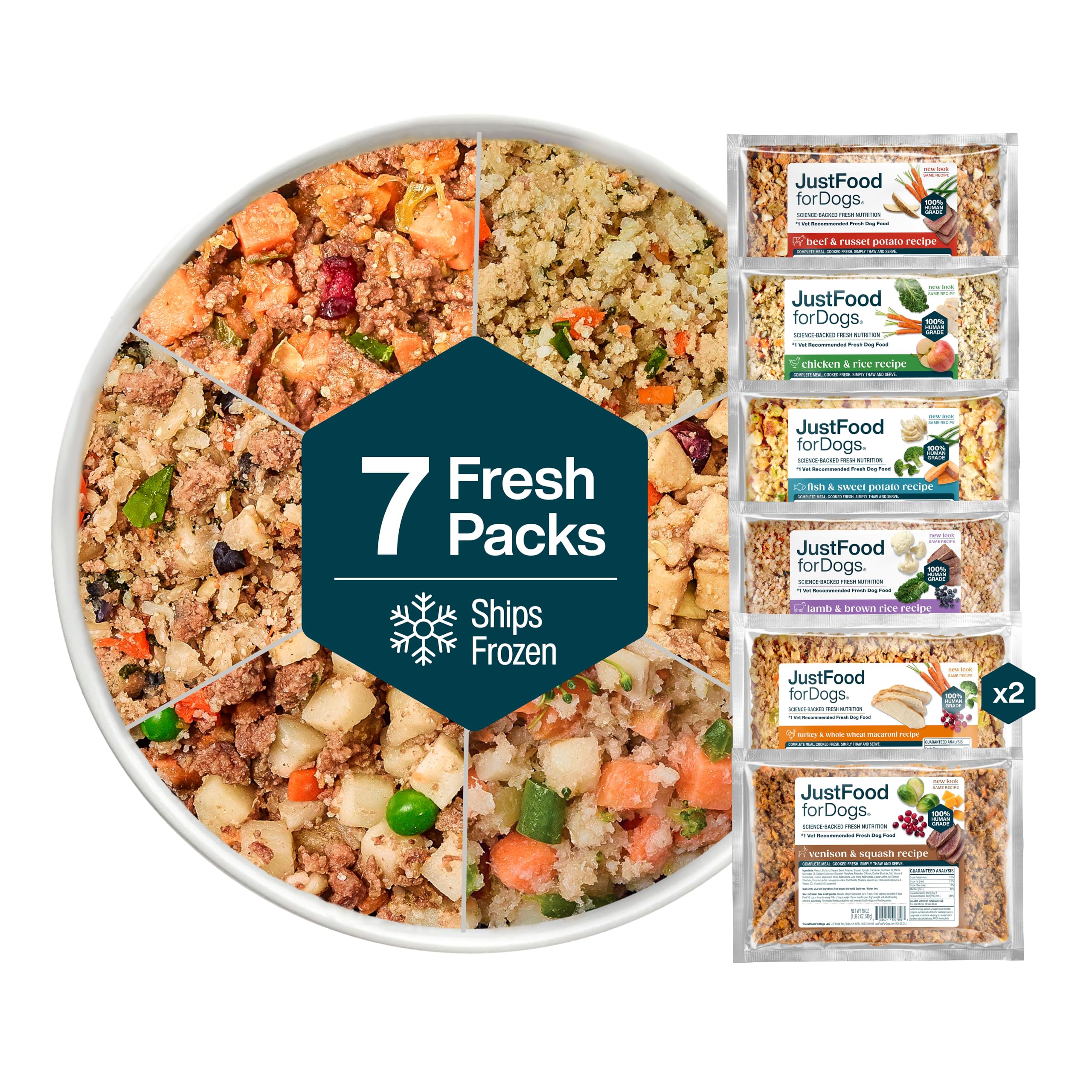JustFoodForDogs échantillon nourriture chien frais surgelée – parfait pour tester plusieurs recettes.