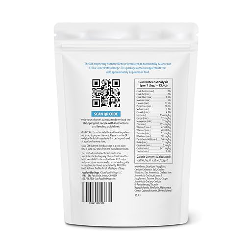 Guide de cuisson inclus pour JustFoodForDogs Nutrient Blend, recettes équilibrées.