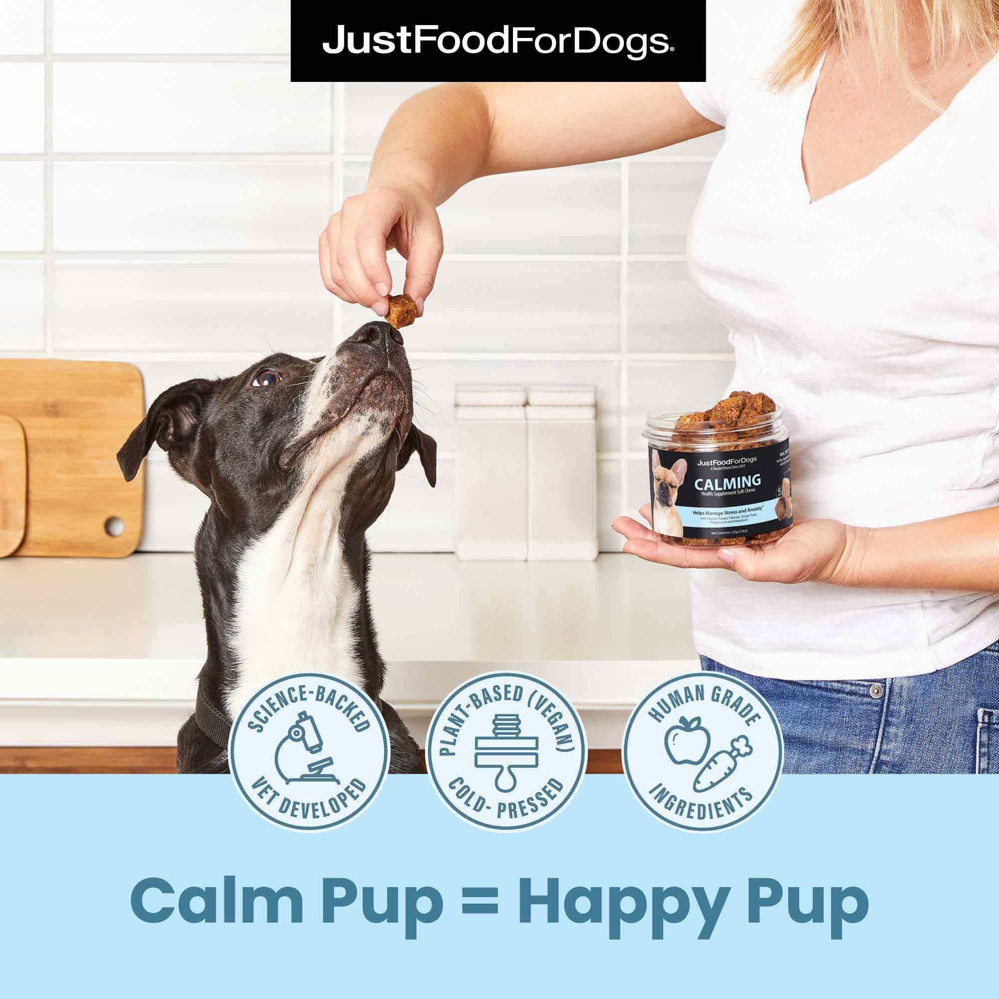 JustFoodForDogs — huile algues EPA/DHA, soutien articulations.
