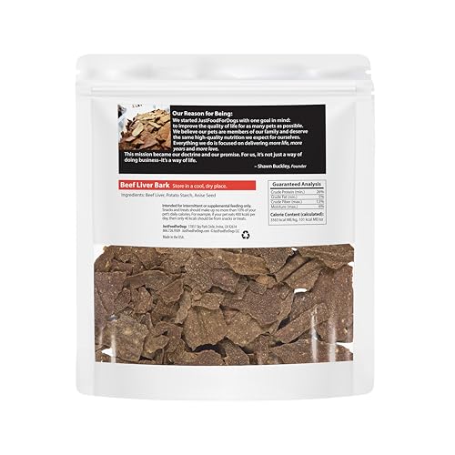 JustFoodForDogs friandises foie de boeuf ingrédients limités, adaptées pour chiens sensibles.