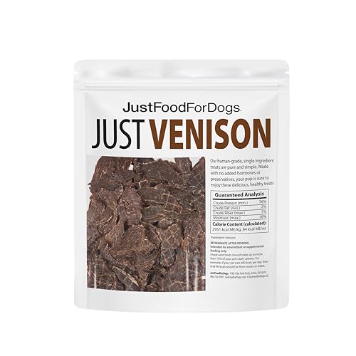 JustFoodForDogs morceau-venaison: bouchée tendre adaptée aux petites et moyennes races.