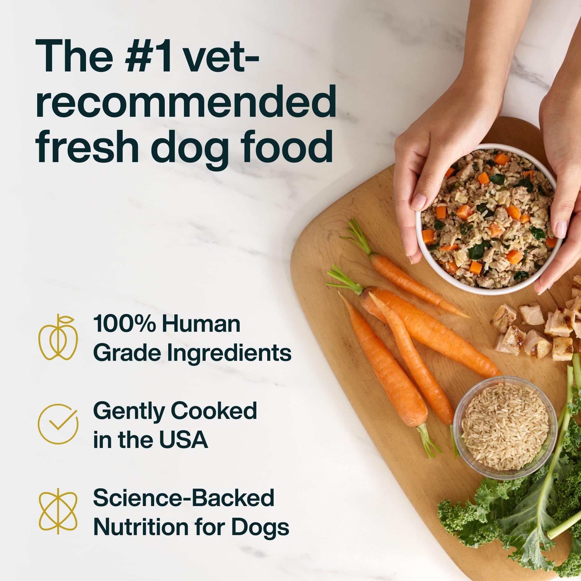 JustFoodForDogs Pantry Fresh ingrédients poulet et riz frais, source protéines.