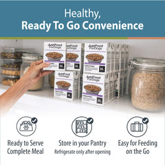 JustFoodForDogs Pantry Fresh topper nutritionnel, facile à ajouter à la gamelle.