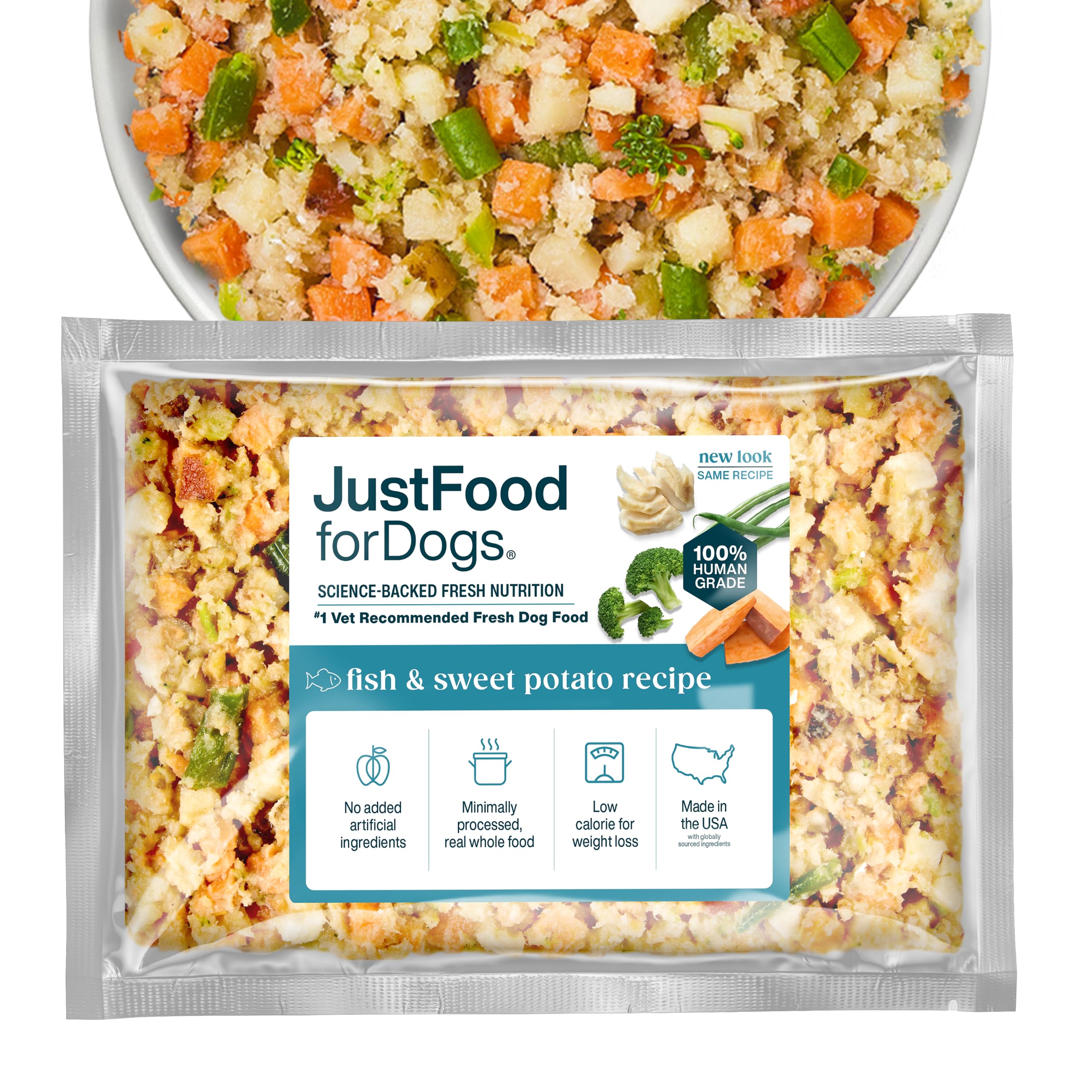 JustFoodForDogs poisson et patate douce – repas congelé prêt à servir