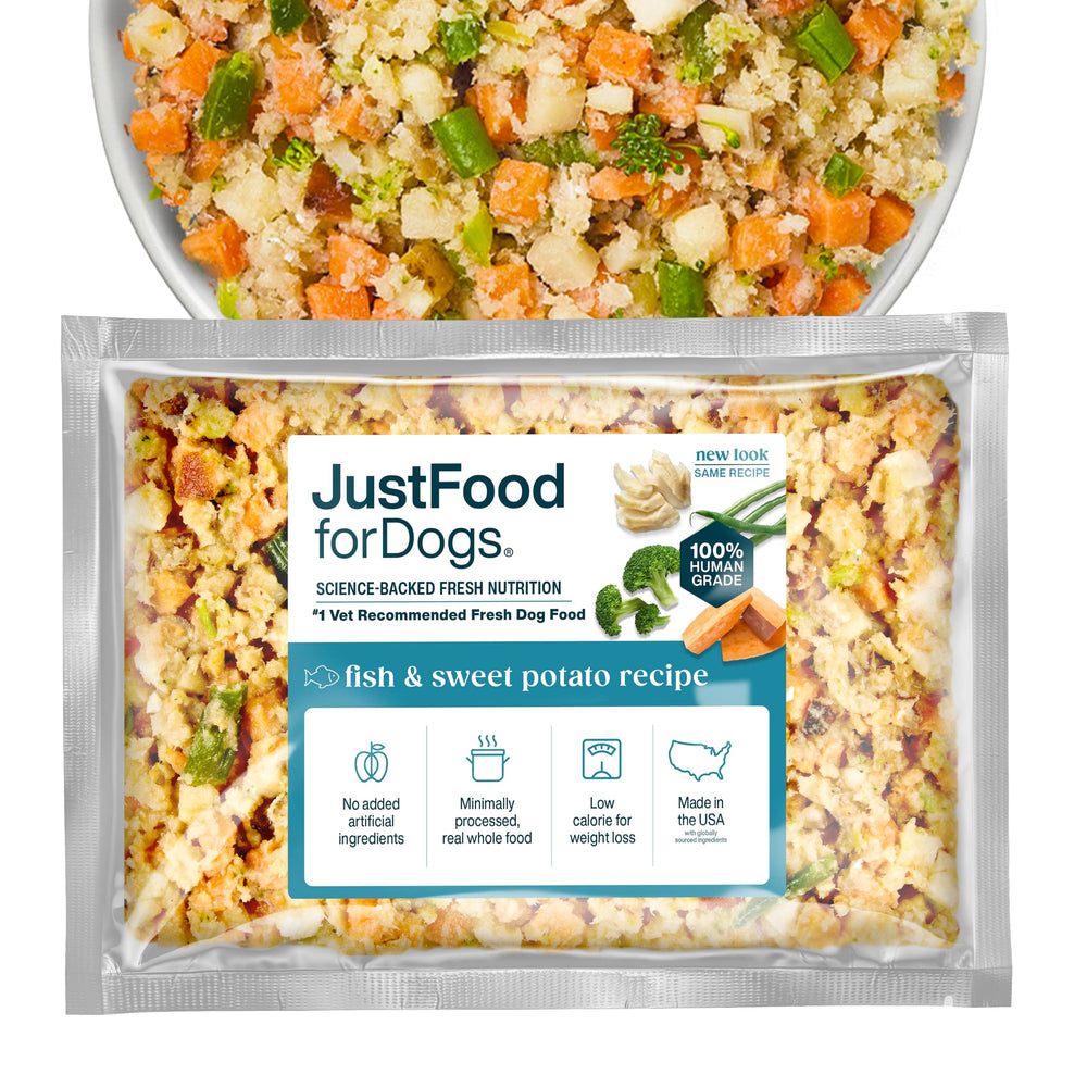 JustFoodForDogs poisson et patate douce – repas congelé prêt à servir