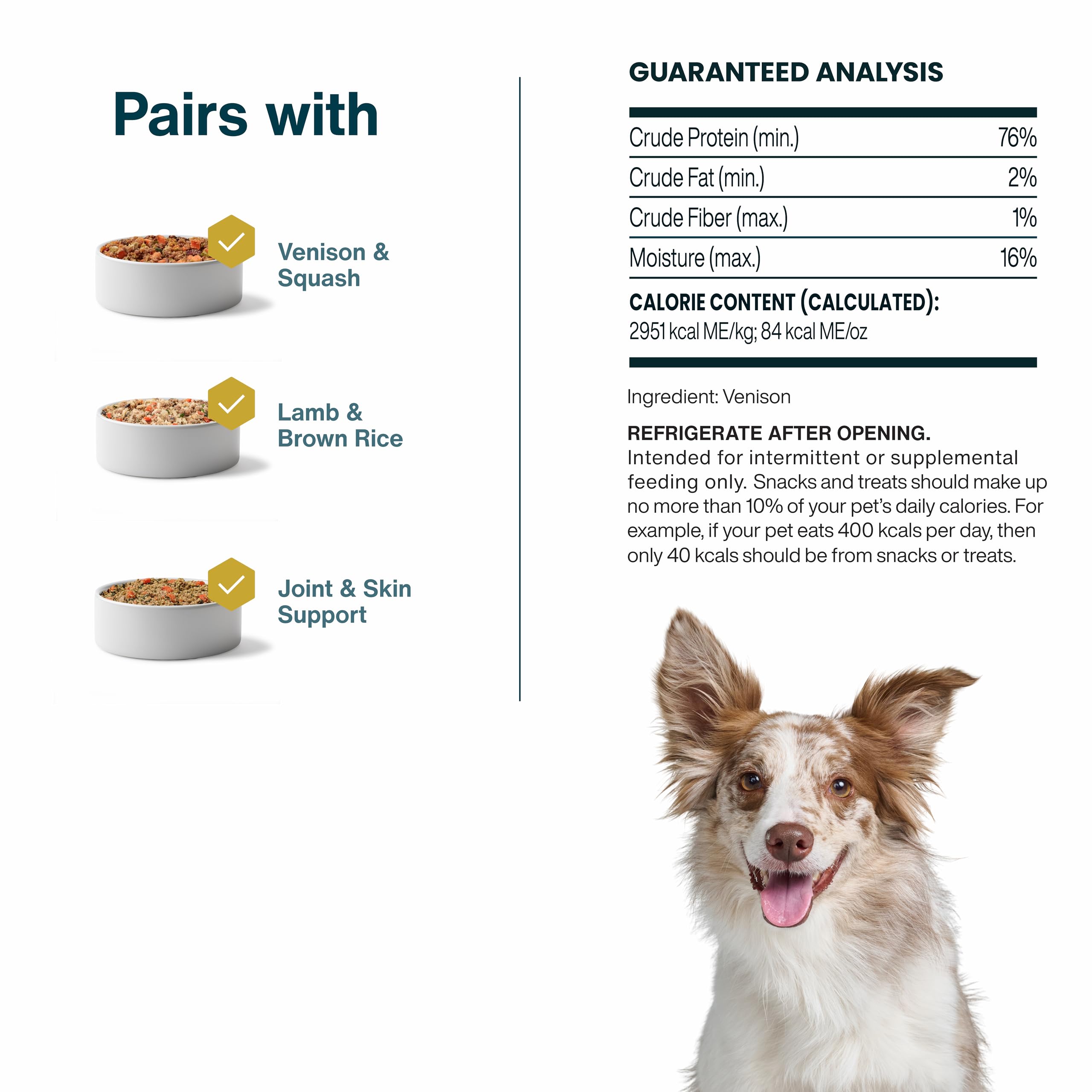 JustFoodForDogs snack-venaison: choix simple et pratique pour voyages et sorties.