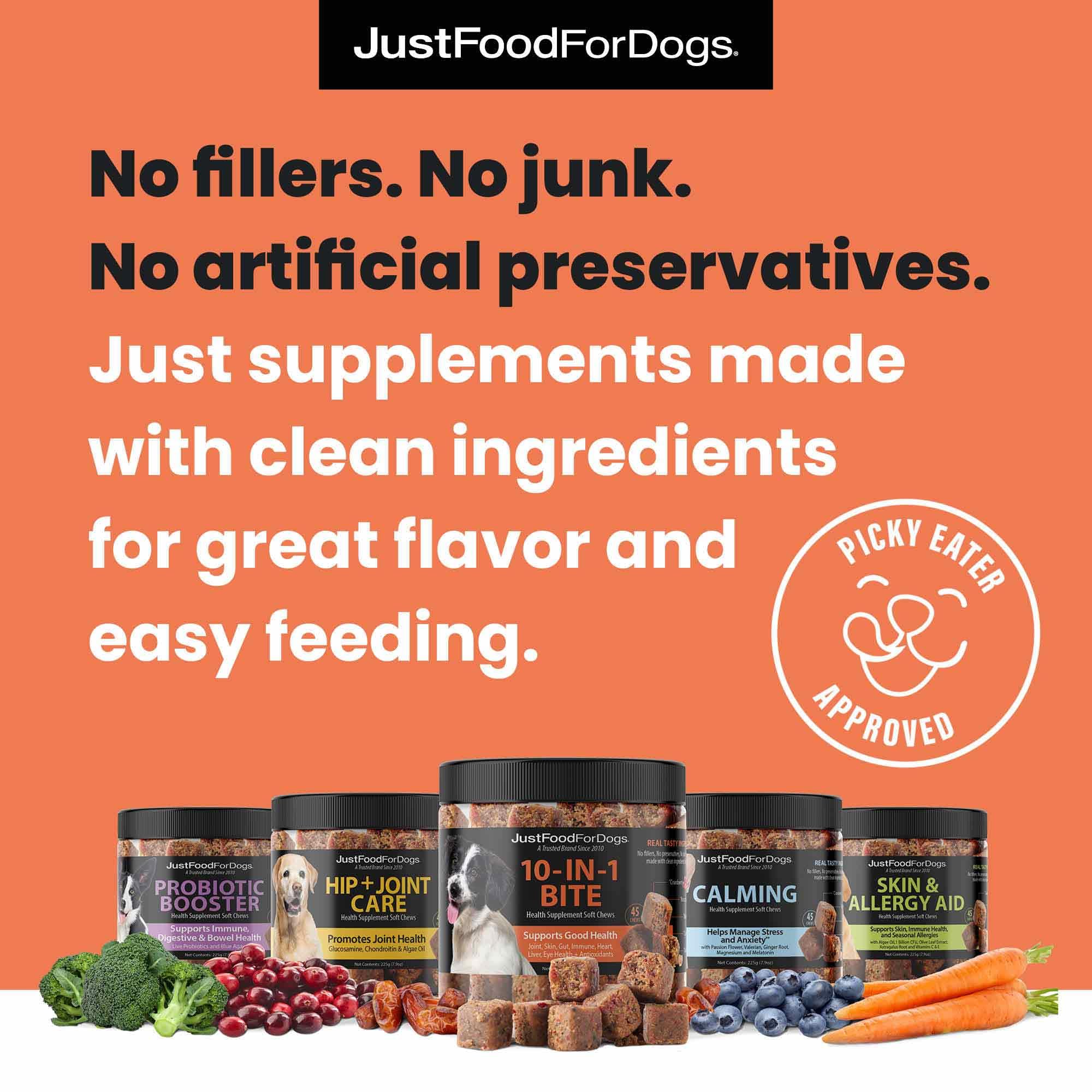 Utilisation adaptée à tous les stades de vie canins JustFoodForDogs.