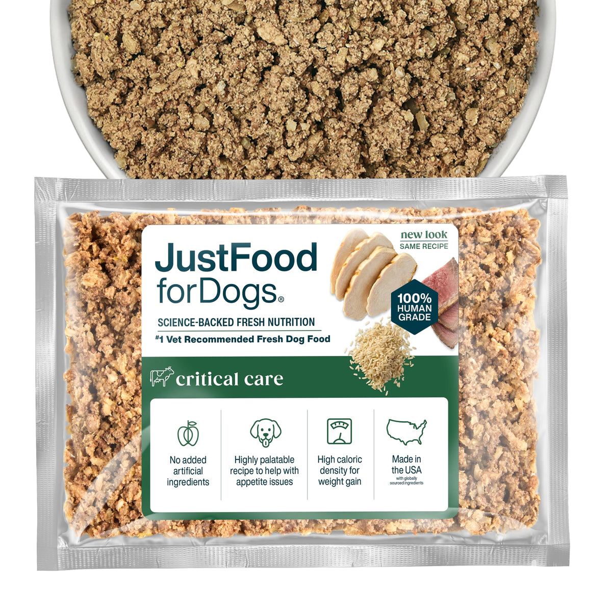 JustFoodForDogs Vet RX, emballage congelee 18oz pret-a-servir pour repas pratique.