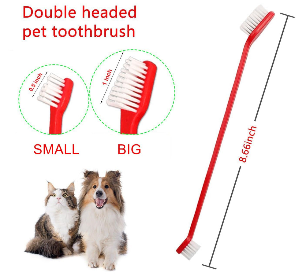 Brosse dentaire JUWANTU double tête adaptée pour petits et grands chiens.