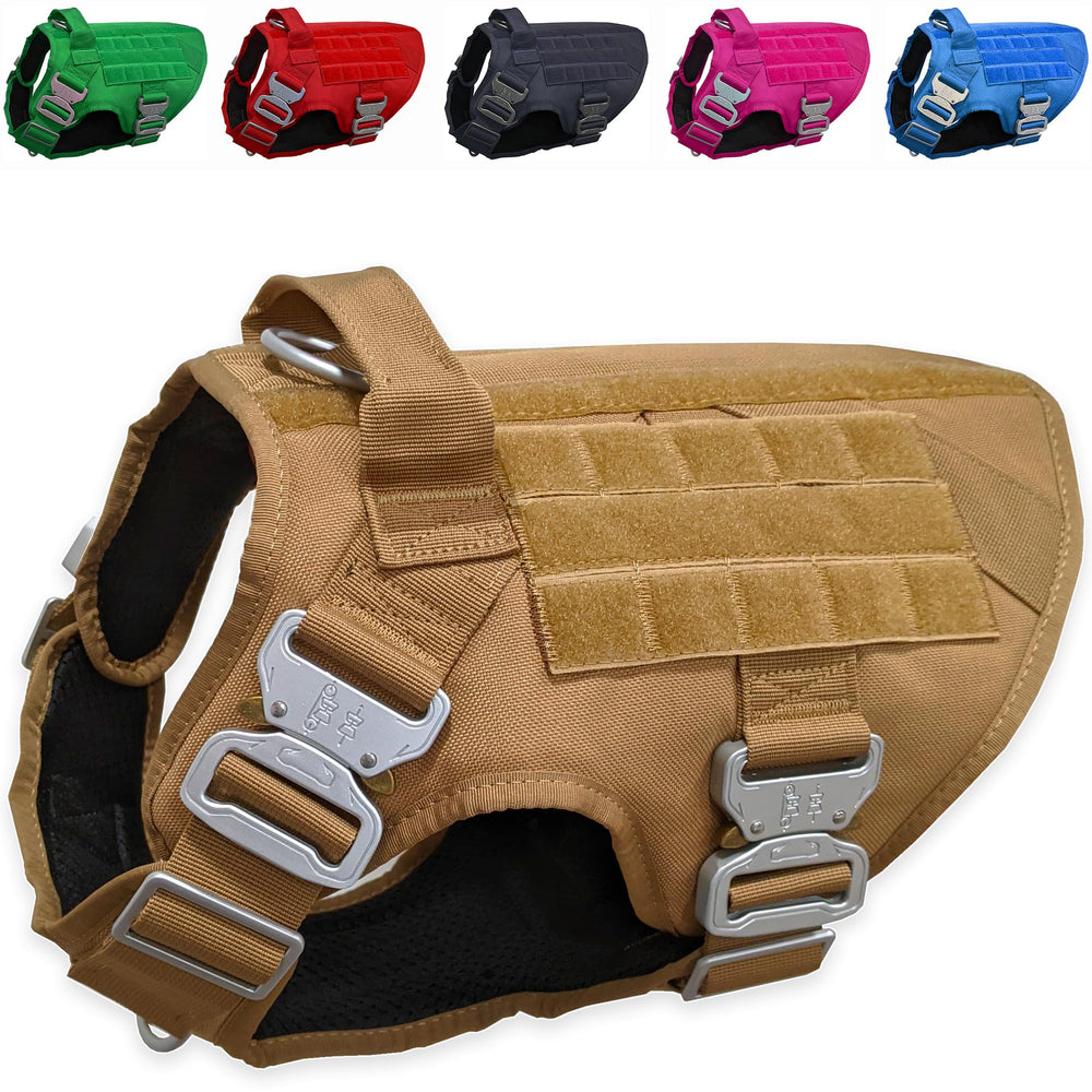 Harnais tactique JVA Pro Promax avec boucles métalliques robustes pour chiens puissants.