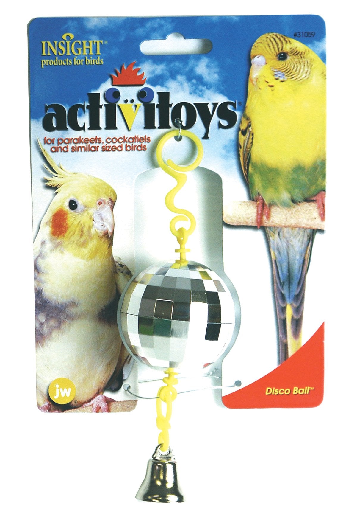 JW ActiviToy Boule Disco pour petit oiseau; stimulation visuelle et divertissement en cage.