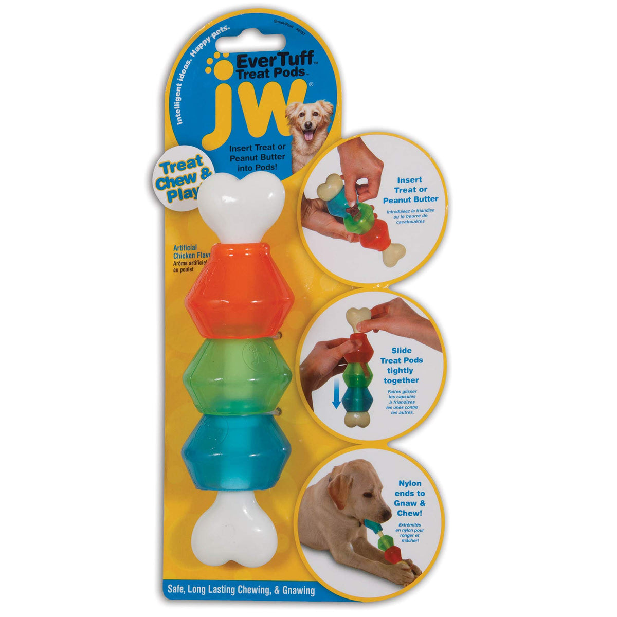 JW EverTuff Treat Pod interactif, récompense et stimule le jeu chez les chiens.