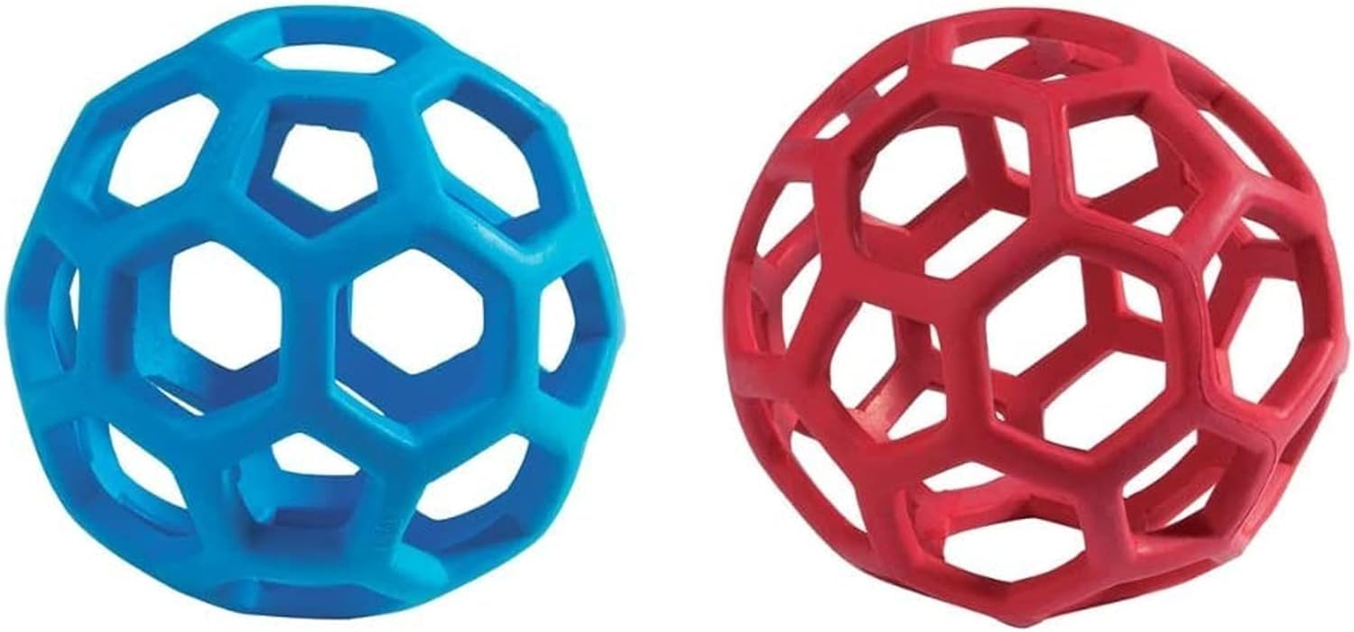 JW HOL-ee Roller, petit pack de 2, jouet en caoutchouc naturel pour chien, stimulation et jeu.
