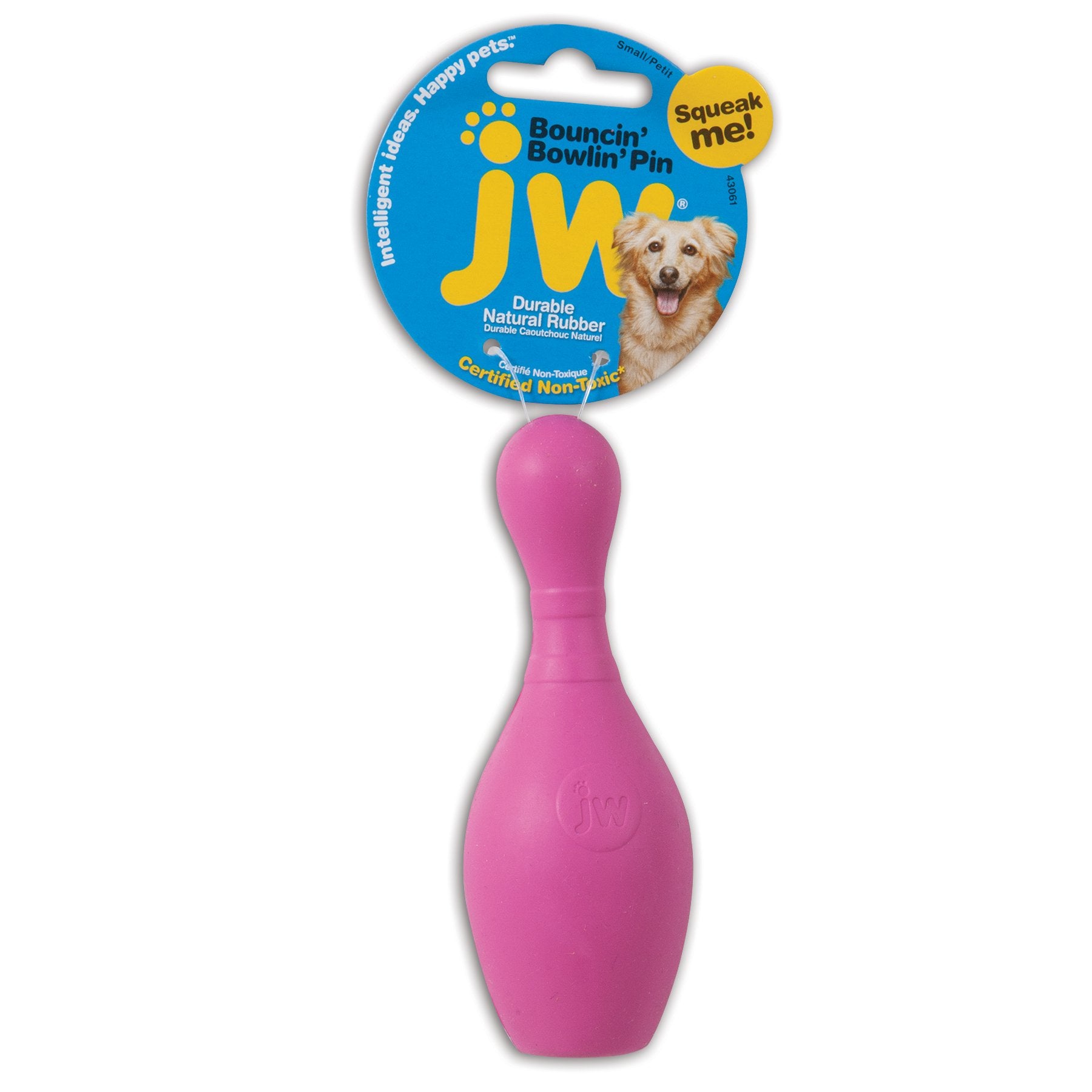 JW Pet Bouncin' Bowlin Pin pour chien, jouet robuste pour mordiller et jeu interactif
