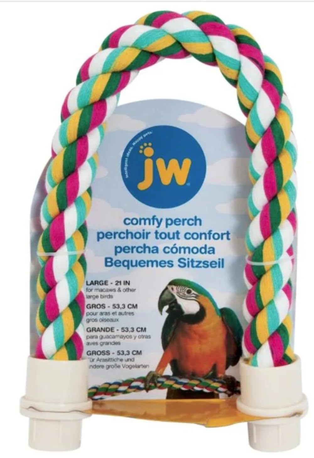 JW Pet Comfy Perch, perche-corde couleur 21 pouces, stimule l’exercice.
