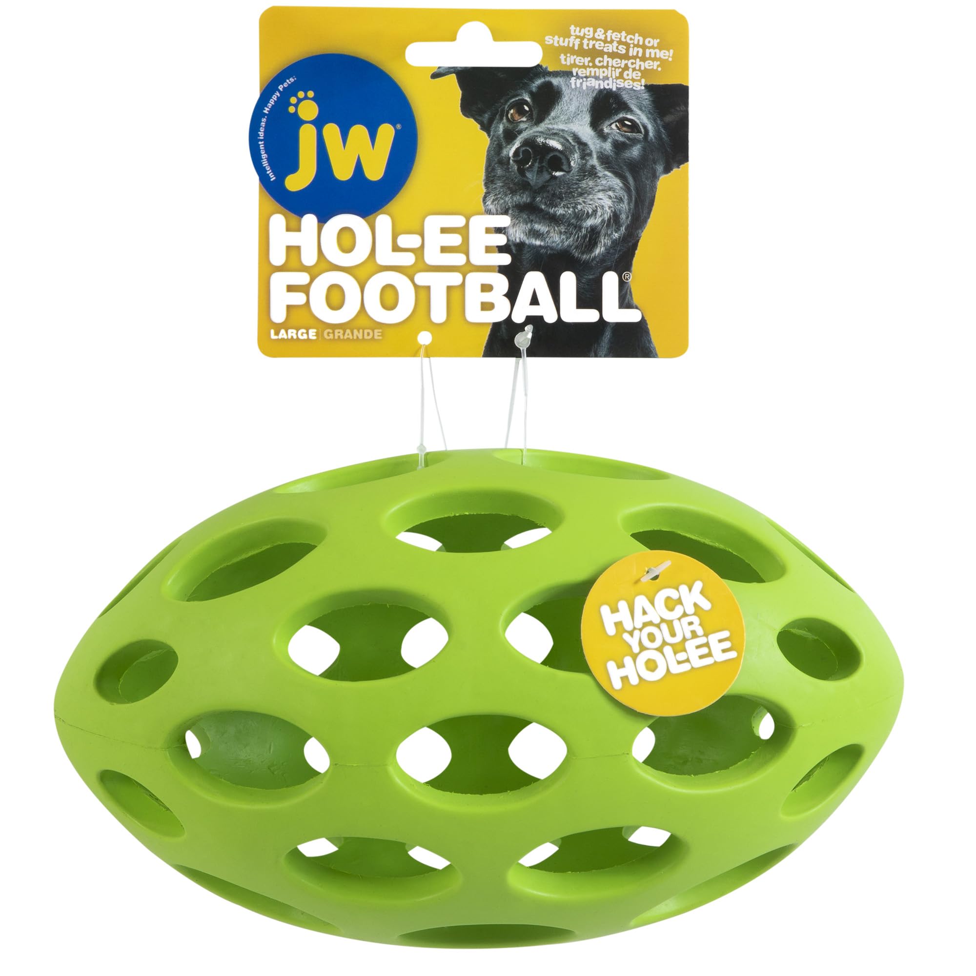 JW Hol-ee Football: balle puzzle durable pour chiens, améliore le divertissement et l’entraînement.