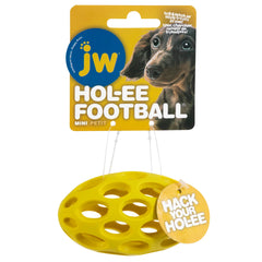 JW Hol-ee Football Mini: balle puzzle en caoutchouc naturel stimulant la concentration et le divertissement.
