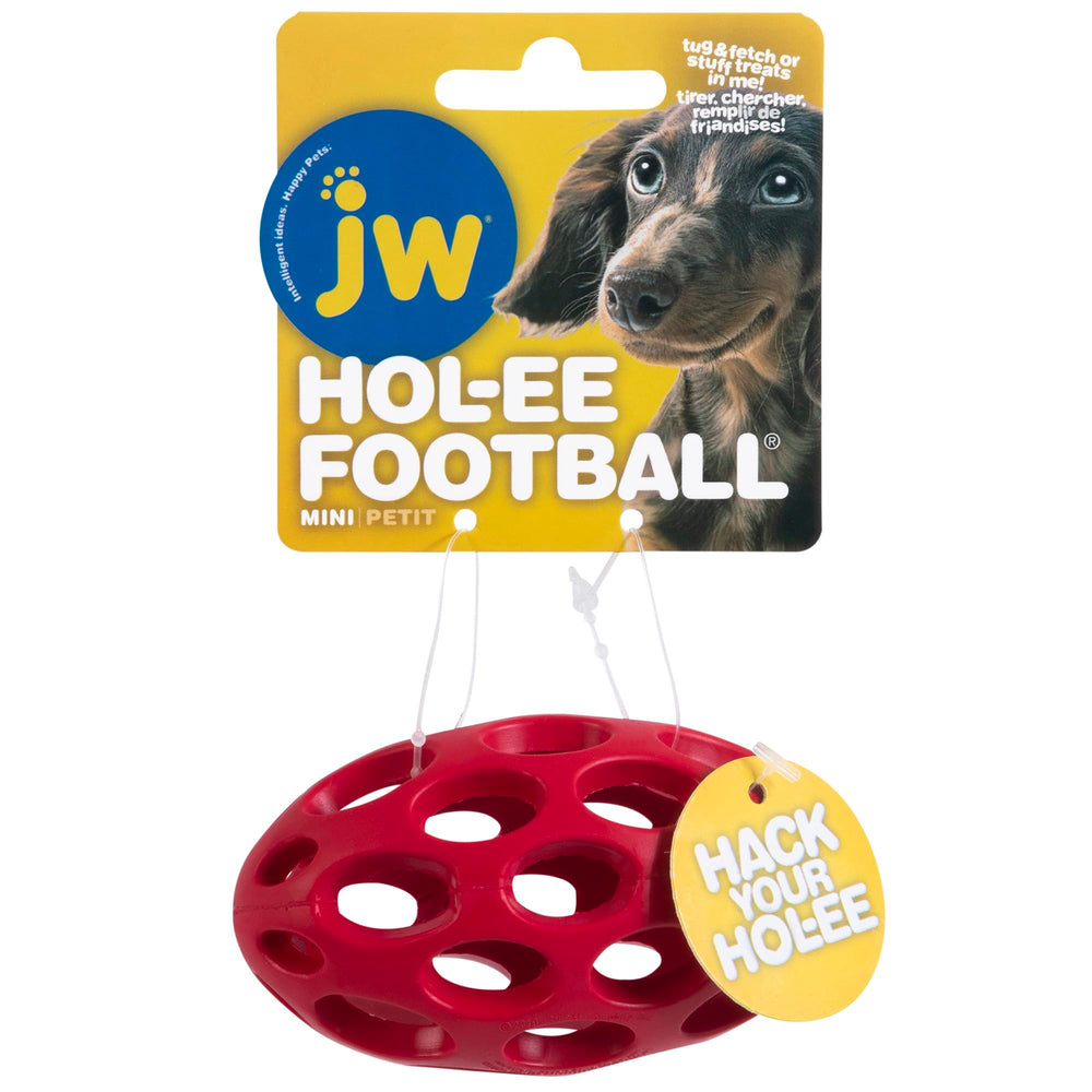 JW Hol-ee Football Mini: jouet polyvalent intérieur-extérieur pour lancer, mastiquer et encourager l'activité.