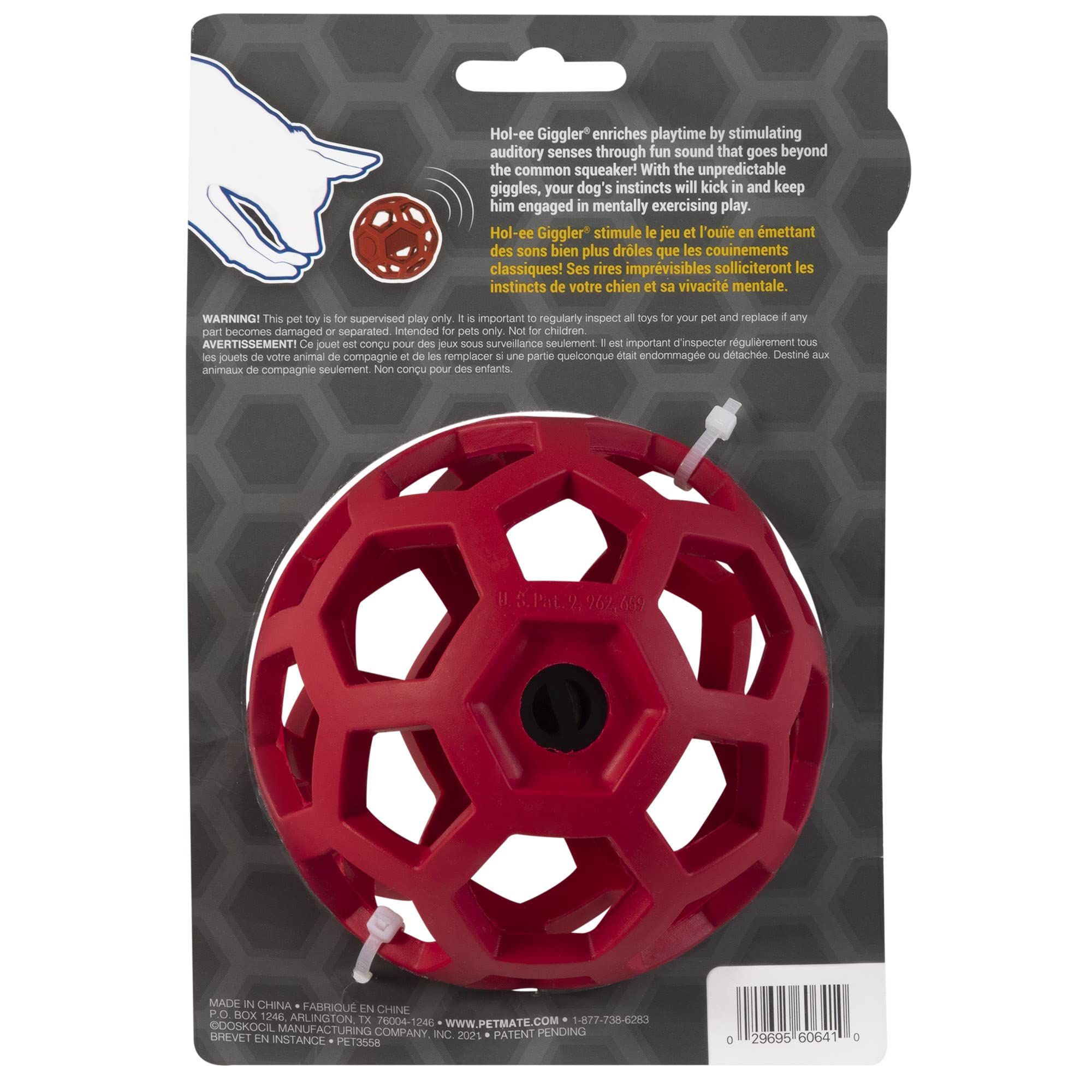 JW Pet Hol-ee Giggler en mouvement, jouet rouge en action pour jeux interactifs
