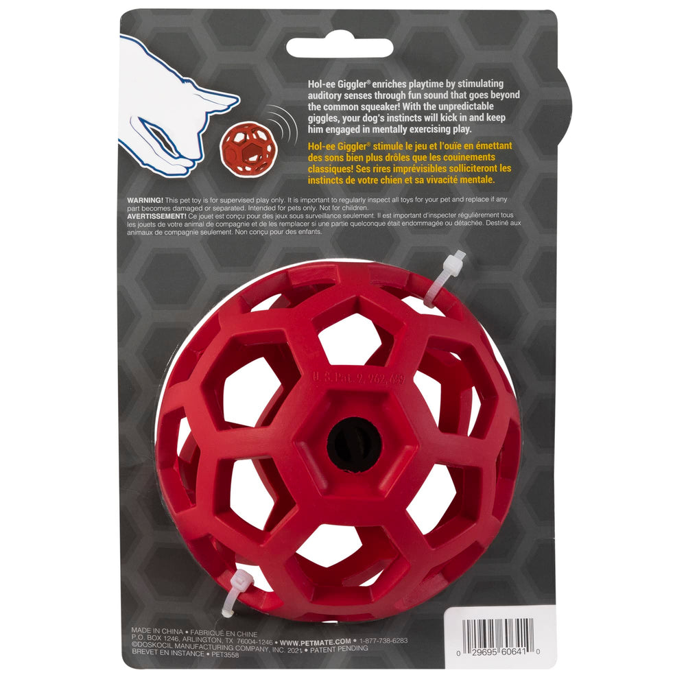 JW Pet Hol-ee Giggler en mouvement, jouet rouge en action pour jeux interactifs
