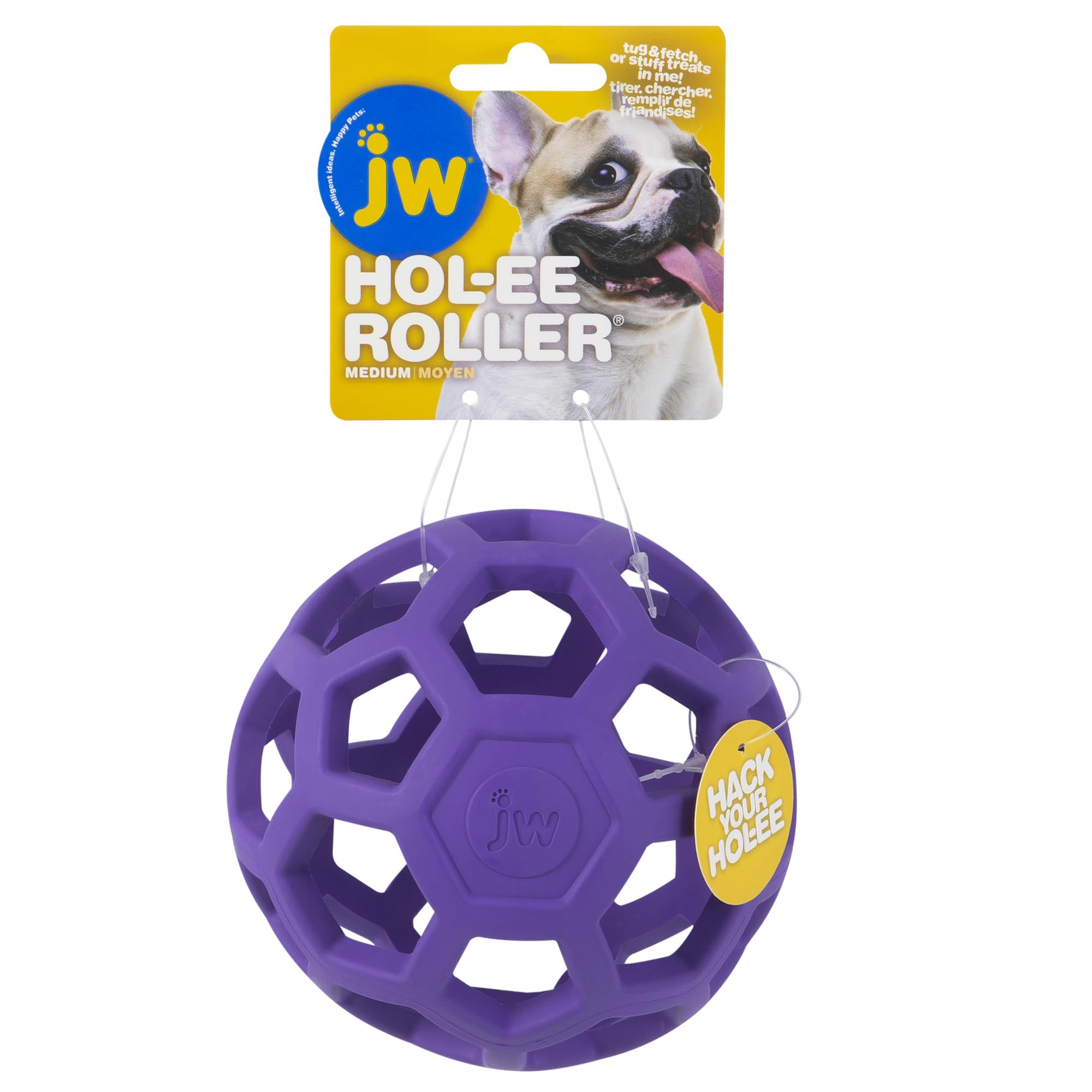 JW Pet Hol-ee Roller balle-puzzle en caoutchouc naturel 4-5 pouces – stimulant l'exploration et le jeu