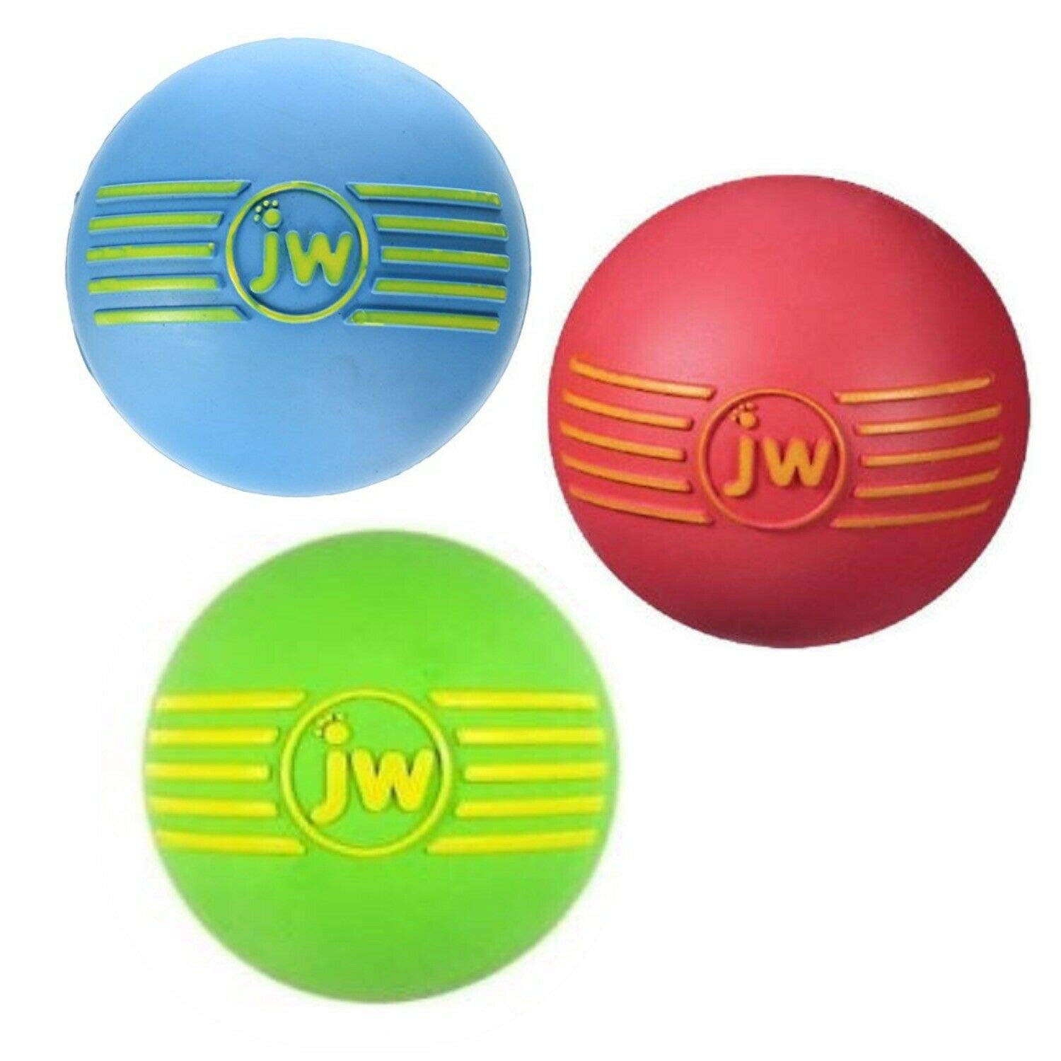 Balle iSqueak JW en caoutchouc moyenne, trio de couleurs, divertissement durable