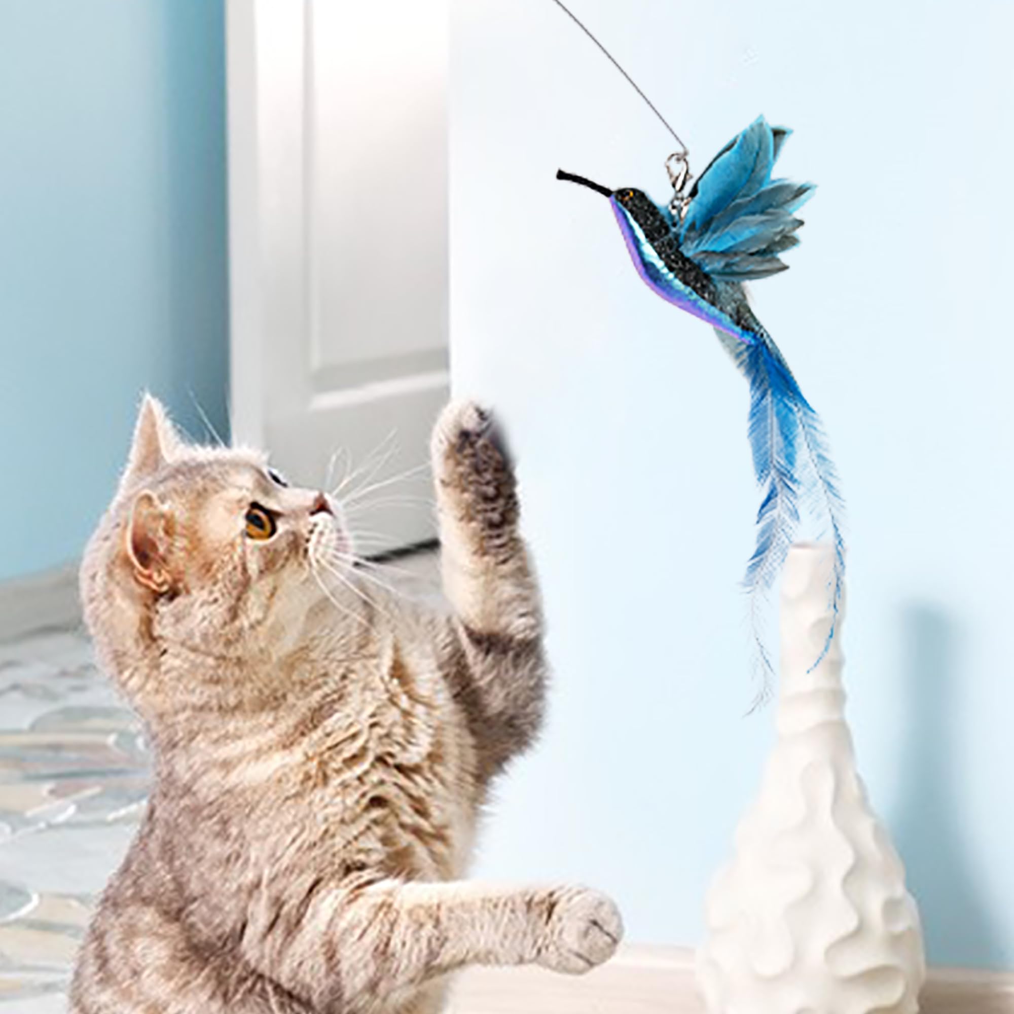 JXFUKAL refills plume souris herbe à chat : réveille museau et regard.