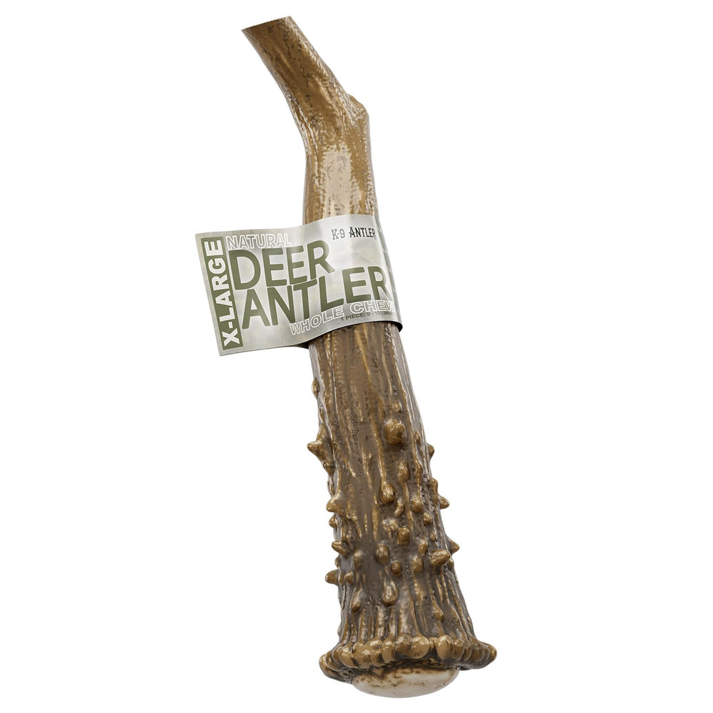 K-9 Antler Co. corne de cerf pour chien mordeur agressif, acier et durabilité.