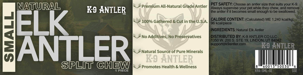 K-9 Antler Co, morceau d’élan petit, utilisé comme activité apaisante et sûre.