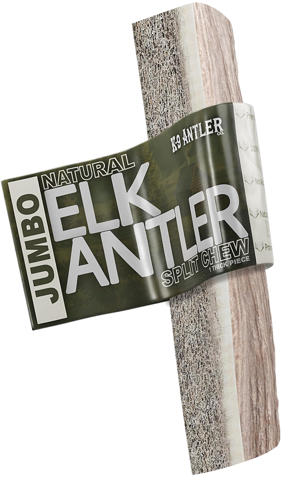 K-9 Antler Co. os de wapiti jumbo divisé, idéal pour chiens géants et mâchoires fortes.