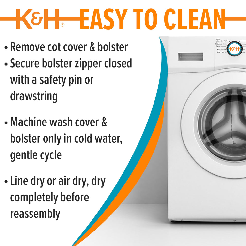 K&H Pet Cot: cadre métallique léger et robuste supportant le poids.