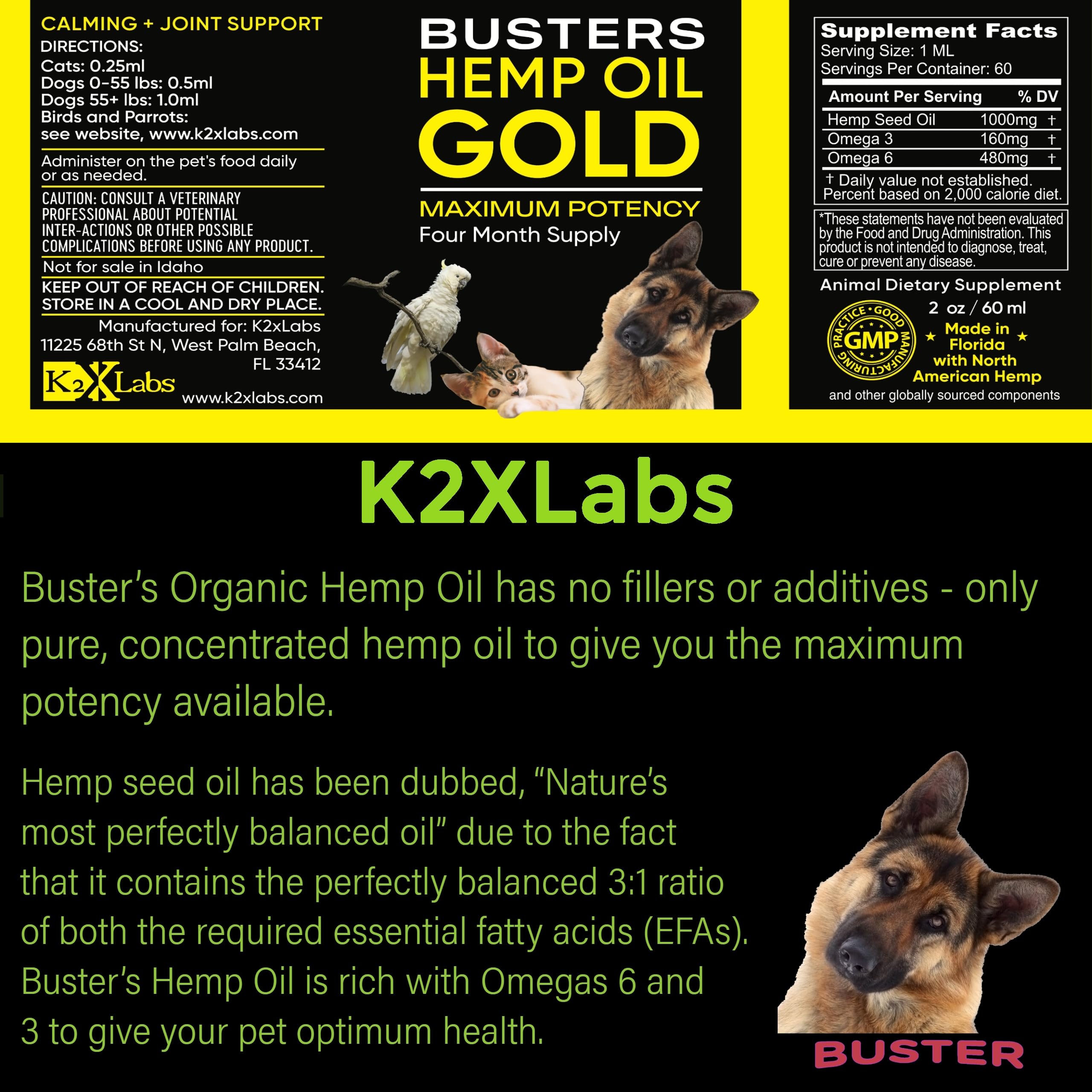 Calme potentiel chez les animaux avec Buster's Gold