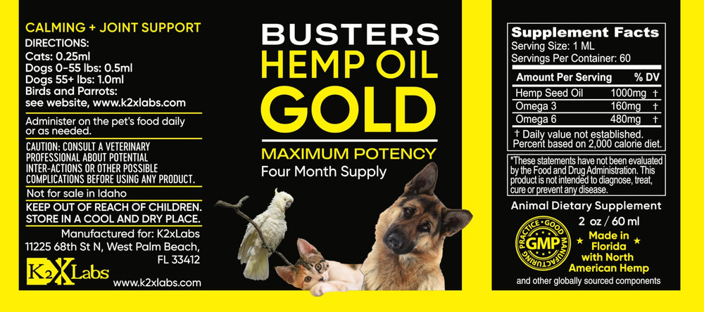Gouttes Buster's Gold pour chiens et chats, administration facile