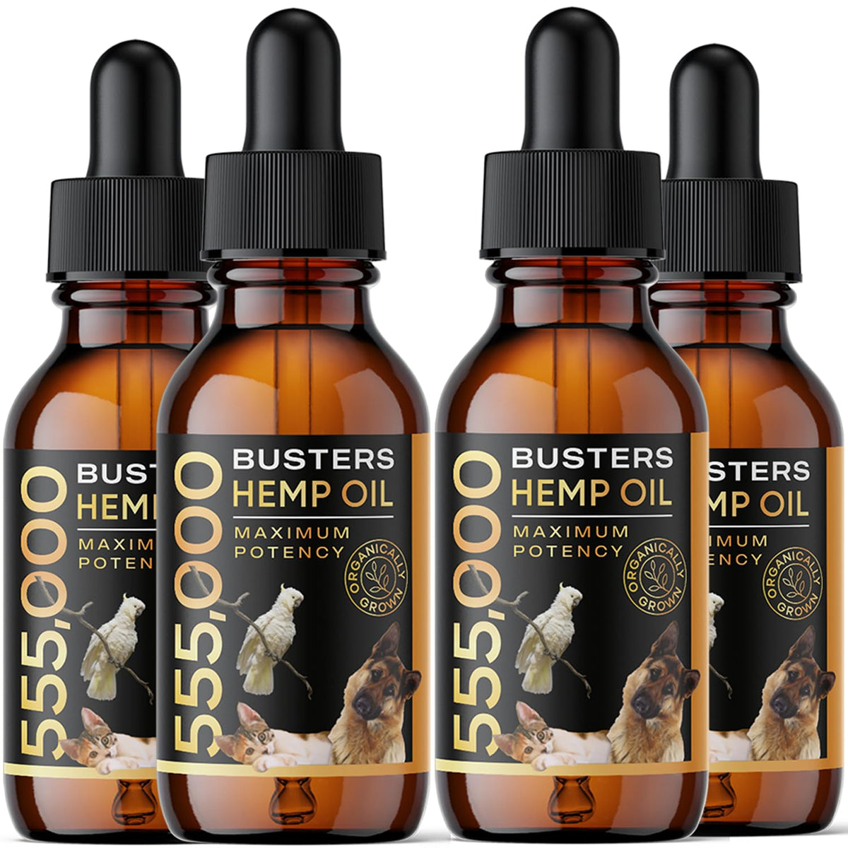 Bouteille K2xLabs Buster huile chanvre 60ml pour chiens et chats, soutien articulations.
