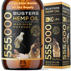 K2xLabs Busters – bouteille 60 ml, huile de chanvre pour chiens et chats – soutien articulations
