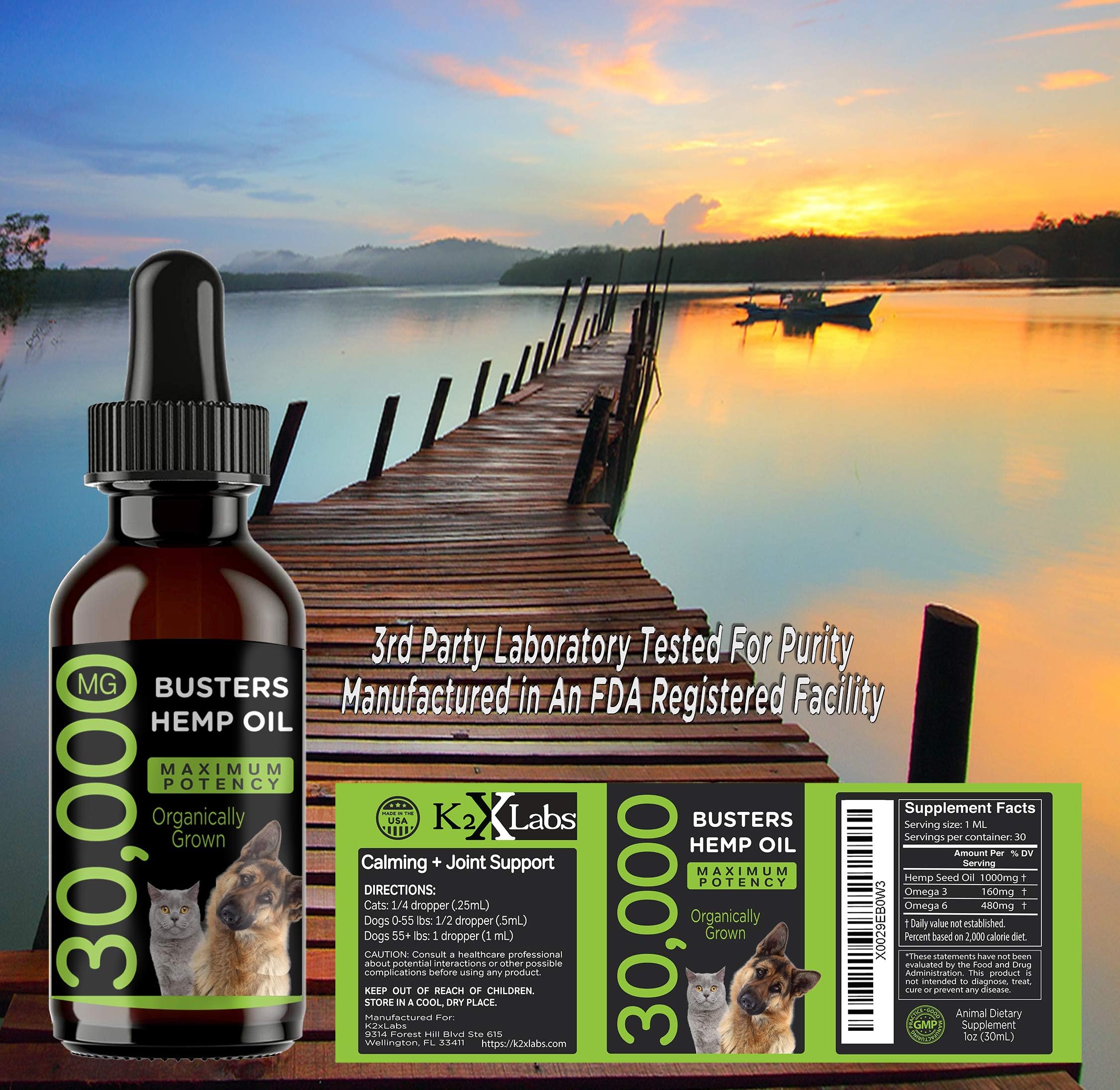 Pipette de Busters Chanvre, administration facile pour chiens et chats.