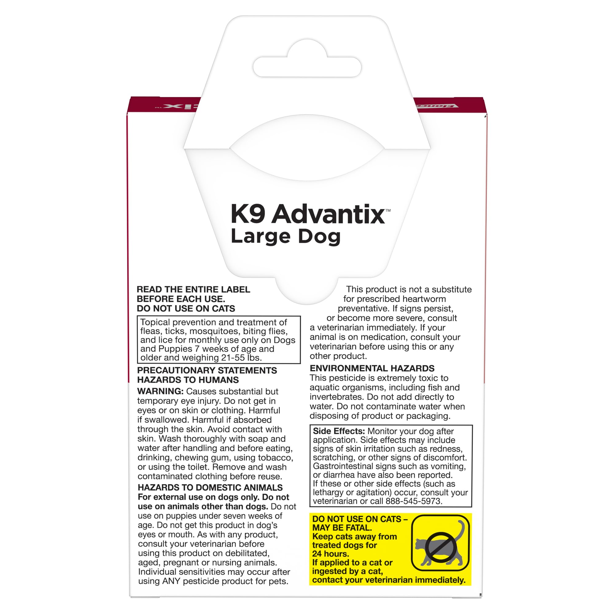 K9 Advantix emballage et étiquette, solution topique pratique