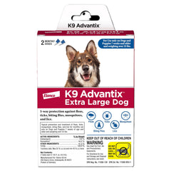 K9 Advantix Extra Large : bouteille application topique pour chien, action rapide contre puces et tiques.