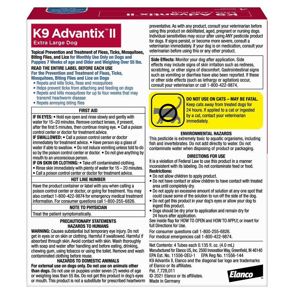 Application sur chien par K9 Advantix II XL, traitement topique rapide.