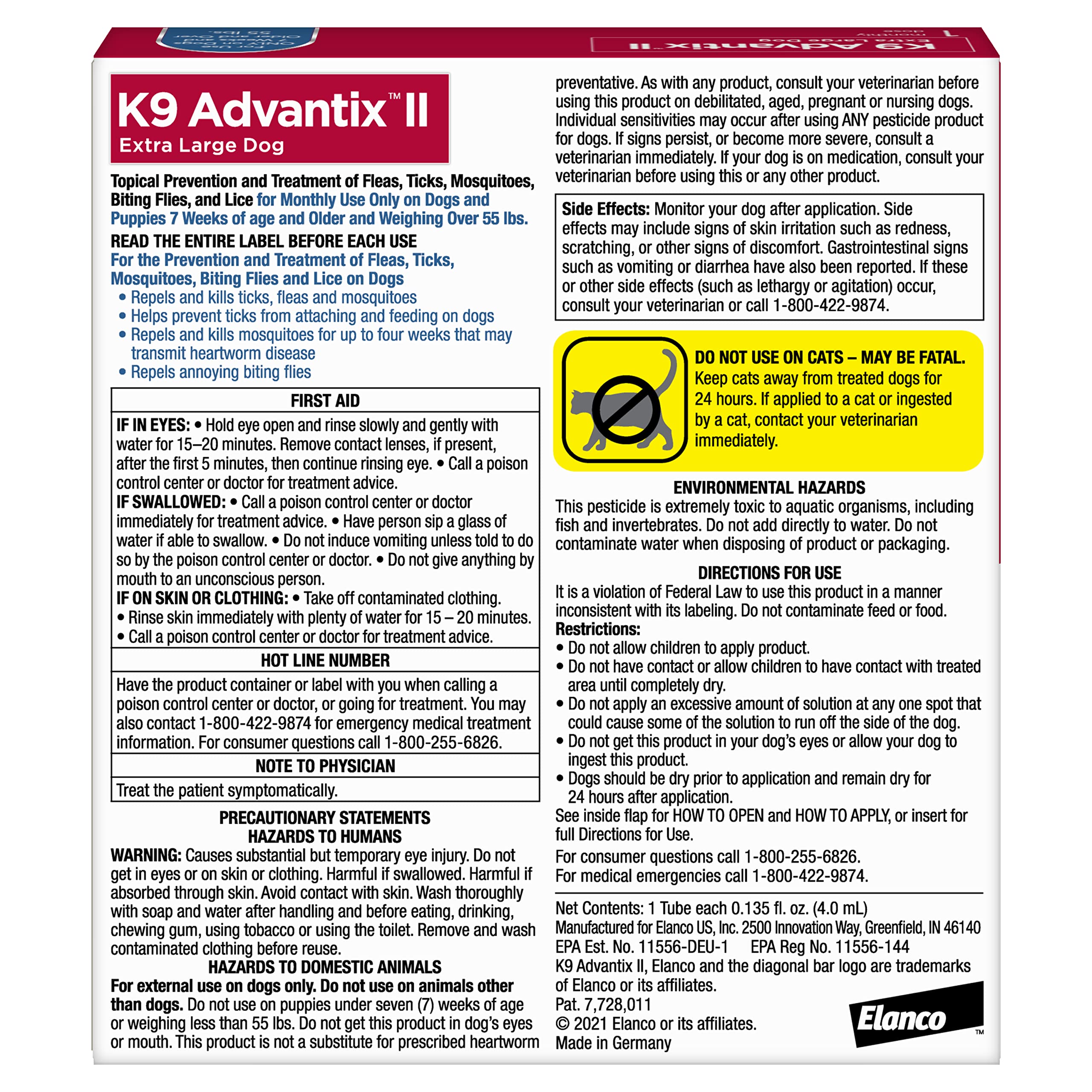 K9 Advantix II XL: puces et tiques visibles, protection ciblée.