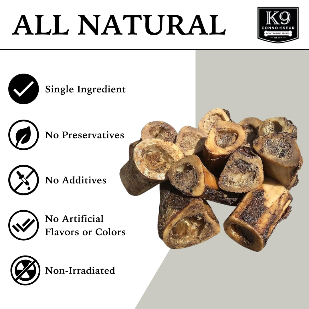 K9 Connoisseur moelle-boeuf gros-plan: texture naturelle et appétente pour la mastication.