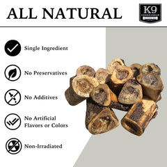 K9 Connoisseur moelle-boeuf gros-plan: texture naturelle et appétente pour la mastication.
